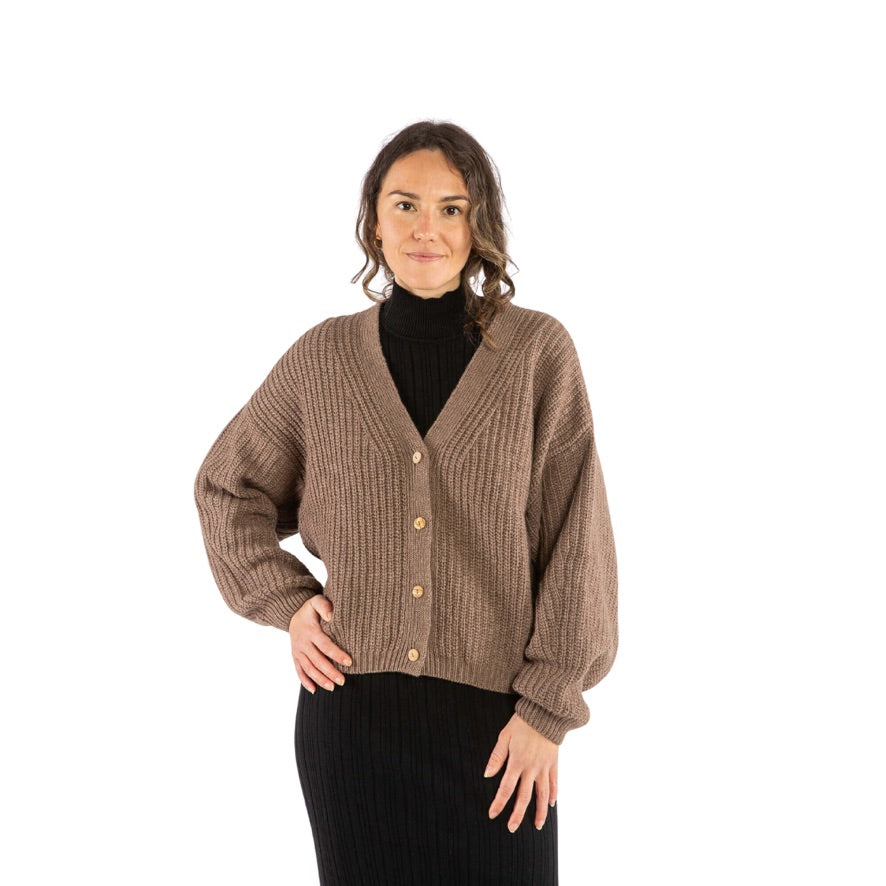 Organic Knit Cardigan sepia