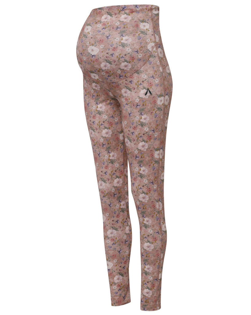 Umstandsleggings compassion in Rosé Blumenprint aus Biobaumwolle