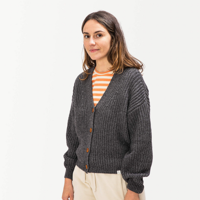 Organic Knit Cardigan graphite