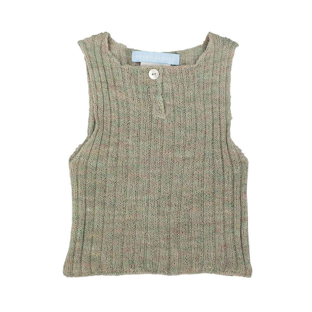 Ripp-Weste aus Baby-Alpaka-Wolle light moss